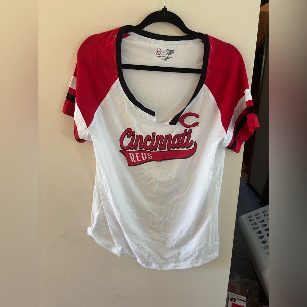 Cincinnati Reds Women's Red and White Top